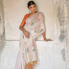Dhiyona GR Women's Ice White & Orange Muga Cotton Woven Saree