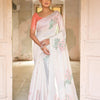 Dhiyona GR Women's Ice White & Peach Muga Cotton Woven Saree