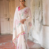 Dhiyona GR Women's Ice White & Pink Muga Cotton Woven Saree