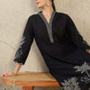 Dhiyona IE Women Floral Embroidered V-Neck Thread Work Pure Cotton Kurta with Trousers