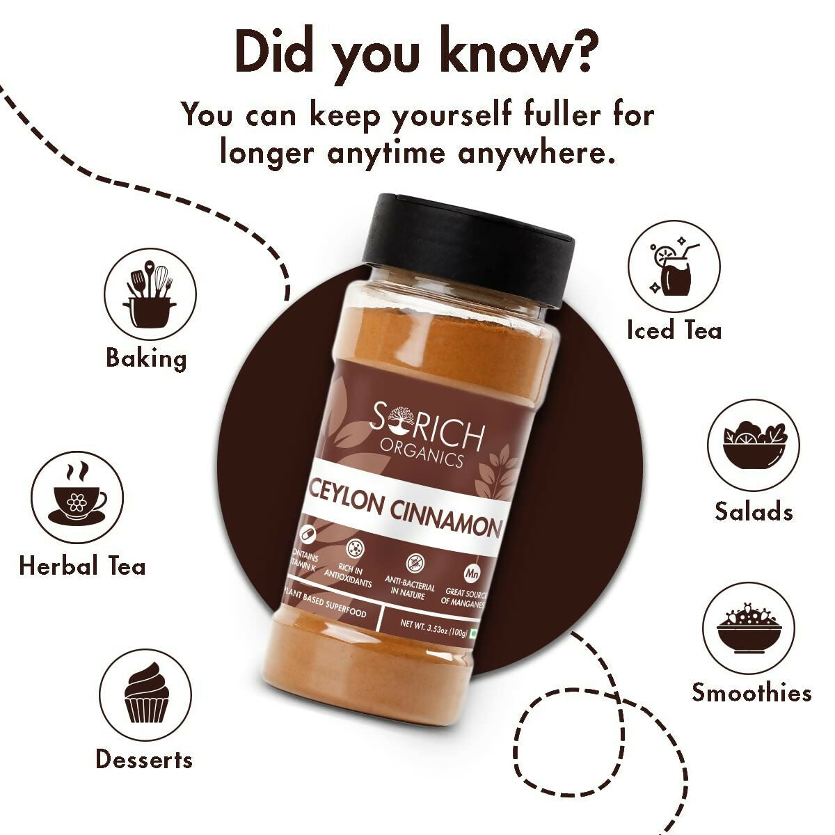 Sorich Organics Ceylon Cinamon Sticks Powder (Dalchini Powder)