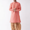 Men's Pink Silk Blend Straight Kurta and Dhoti Set