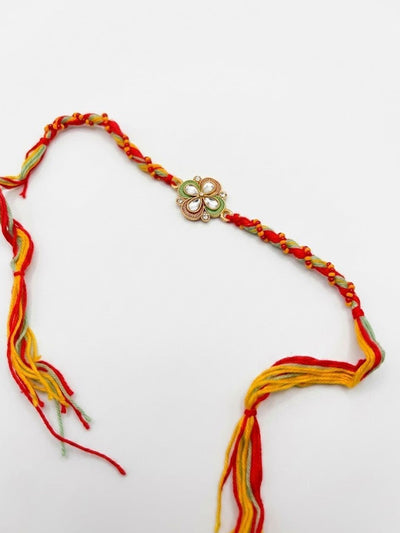Indyancart Traditional Artificial Stones Thread Rakhi With Roli Chawal Chandan Mishri