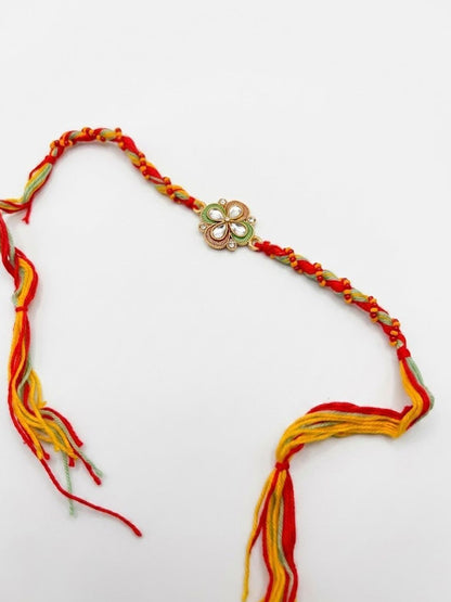 Anouk Traditional Artificial Stones Thread Rakhi With Roli Chawal Chandan Mishri