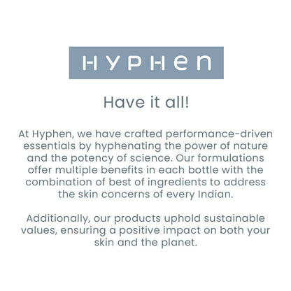 Hyphen by Kriti Sanon acne defence serum with 2% salicylic acid, featuring a dropper applicator and clear serum in a sleek bottle.