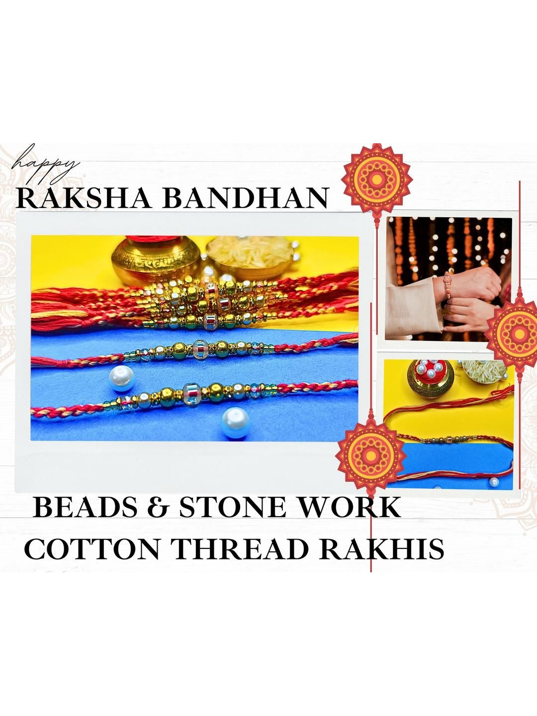 Anouk Thread Set Of 12 Beaded Cotton Thread with AD Stones & Meenakari Designer Rakhi