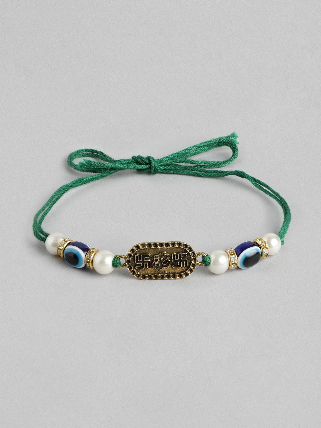 Anouk Unisex Set of 2 Beaded Bhai Bhabhi Rakhis With Roli & Chawal