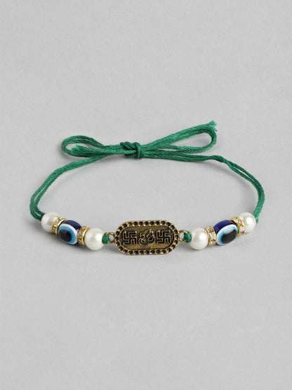 Anouk Unisex Set of 2 Beaded Bhai Bhabhi Rakhis With Roli & Chawal