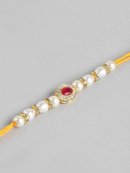 Anouk Unisex Set of 2 Beaded Bhai Bhabhi Rakhis With Roli & Chawal