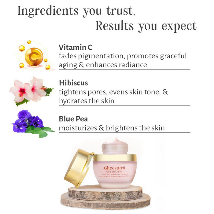 Shankara by Sri Sri Tattva Gheesutra Face Emulsion cream in a jar, showcasing smooth, creamy texture with natural ingredients.