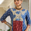 Dhiyona IE Women Floral Printed Panelled Pure Cotton Kurta with Trousers