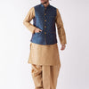 Men's Rose Gold Silk Blend Straight Jacket  Kurta and Dhoti Set