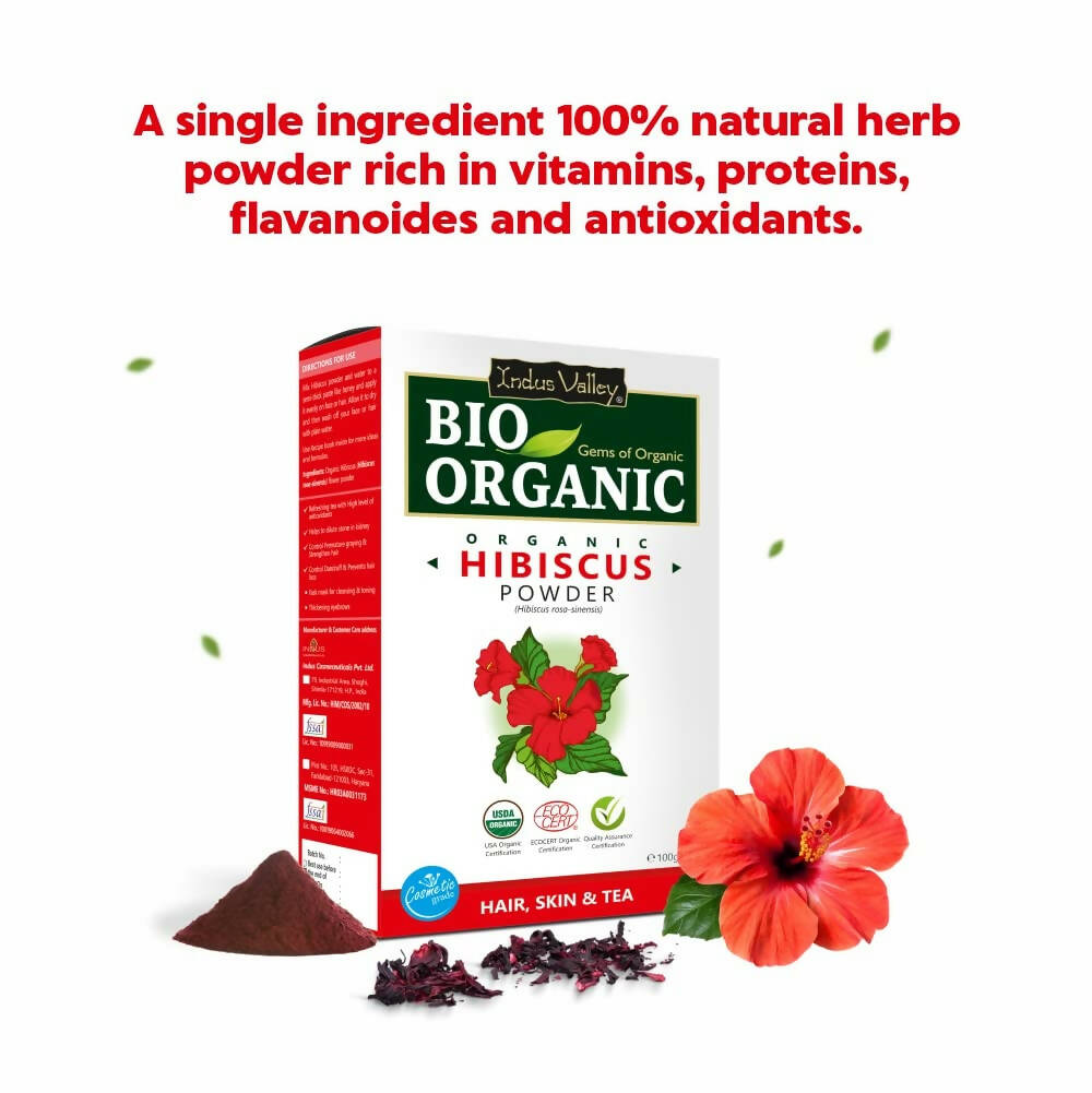 Indus Valley Bio Organic Hibiscus Flower Powder - Indyancart