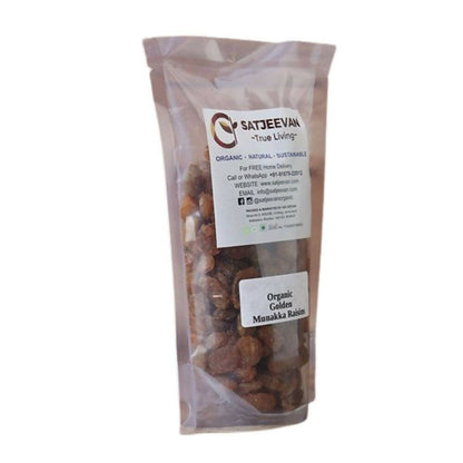 Satjeevan Organic Golden Munakka Raisins - Indyancart