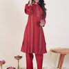 Dhiyona IE Ethnic Motifs Embroidered Mandarin Collar Thread Work Kurta With Trousers