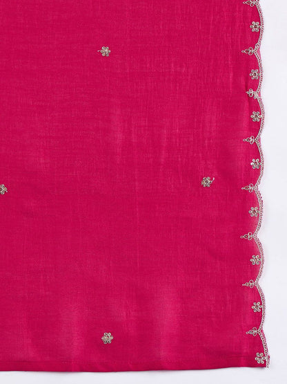 Indyancart VA Women Ethnic Motifs Embroidered Kurta with Sharara & Dupatta