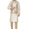 Men's Gold Silk Blend Straight Jacket  Kurta and Pyjama Set