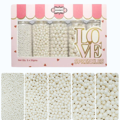 Confect White Princess Disco Balls Assorted Sprinkles ( DB-13 )