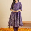 Dhiyona IE Women Ethnic Motifs Printed Regular Beads and Stones Pure Cotton Kurta with Trousers & With Dupatta