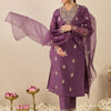 Dhiyona IE Women's Ethnic Motifs Embroidered Thread Work Straight Kurta With Trousers & Dupatta