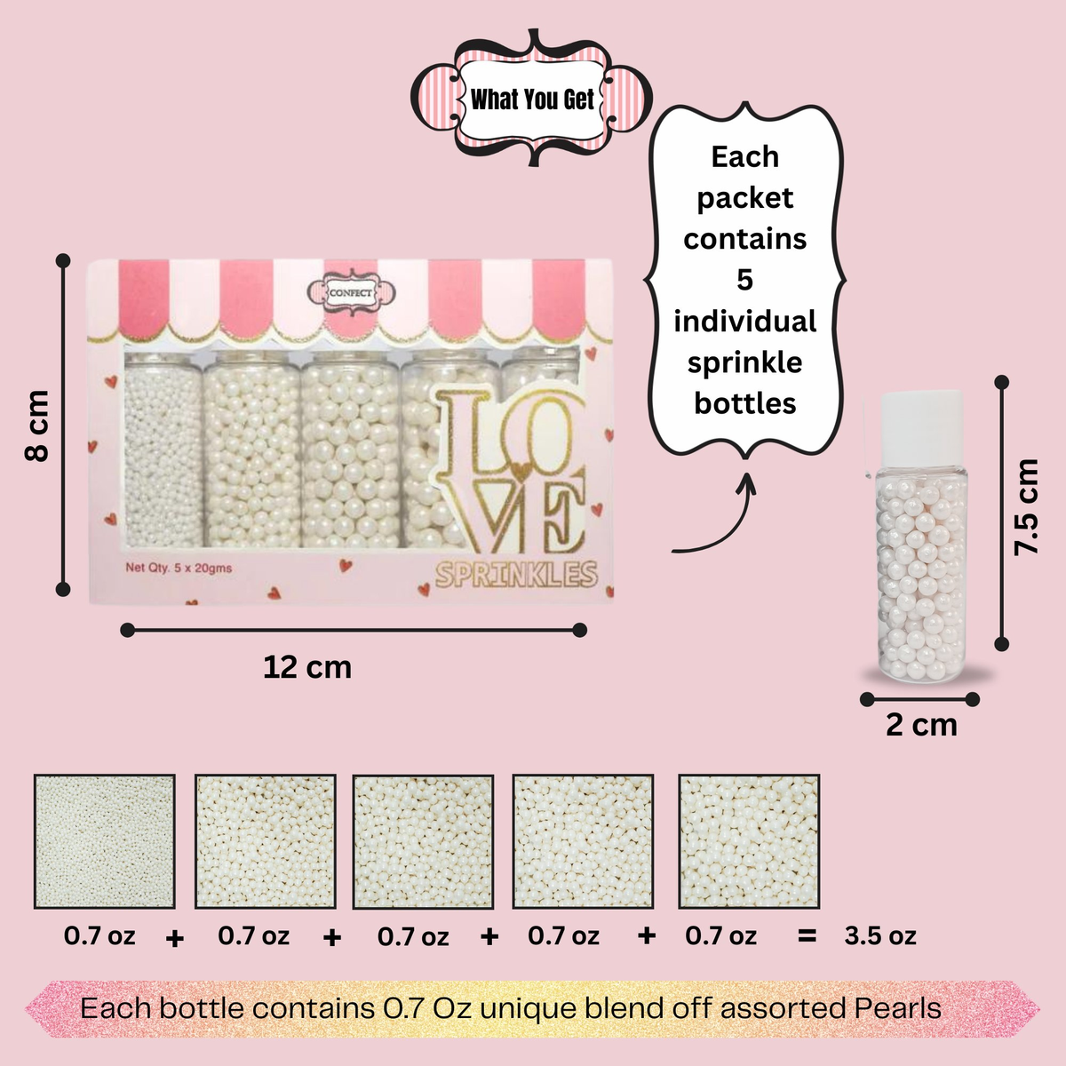 Confect White Princess Disco Balls Assorted Sprinkles ( DB-13 )