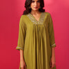 Dhiyona IE Yoke Design Embroidered V-Neck Tunic With Trousers