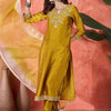 Dhiyona SN Women's Floral Yoke Deisgn Keyhole Neck Zari Straight Kurta & Trousers With Dupatta