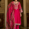 Dhiyona IE Ethnic Motifs Embroidered Notch Neck Thread Work Kurta With Trousers & Dupatta