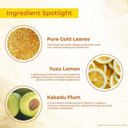 Lotus Herbals WhiteGlow Vitamin C and Gold Radiance face serum in a clear dropper bottle, showing the serum inside.