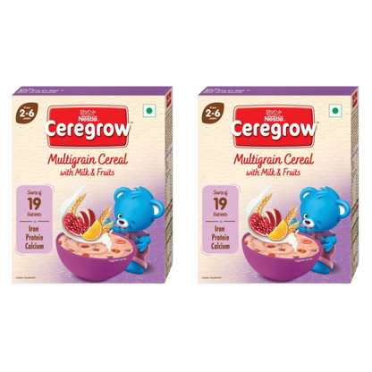 Nestle Ceregrow Kids (2-6 yrs) Cereal-Multigrain, Milk & Fruits, Rich in Iron, Calcium & Protein - Indyancart