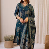 Dhiyona IE Floral Printed Straight Chanderi Silk Kurta With Trousers & Dupatta