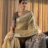 Dhiyona GR Women's Nithya Latte Beige Mulmul Cotton Jamdani Saree