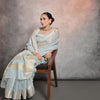 Dhiyona GR Women's Celeste Blue Soft Mulberry Tissue Cotton Saree