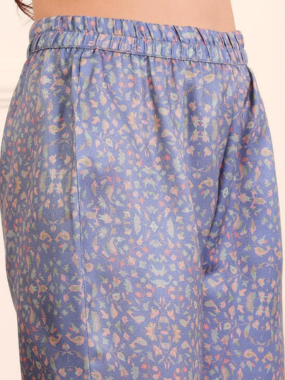 Indyancart VA Women'sPaisley Printed Straight Kurta with Trouser & Dupatta