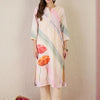 Indyancart IE Women Floral Printed Linen Kurta with Trousers & Dupatta
