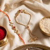 Dhiyona Set Of 2 Kundan Studded Gold Toned Bhaiya Bhabhi Rakhi