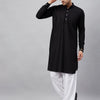 Men's Black Cotton Linen Pathani Pathani Kurta Set