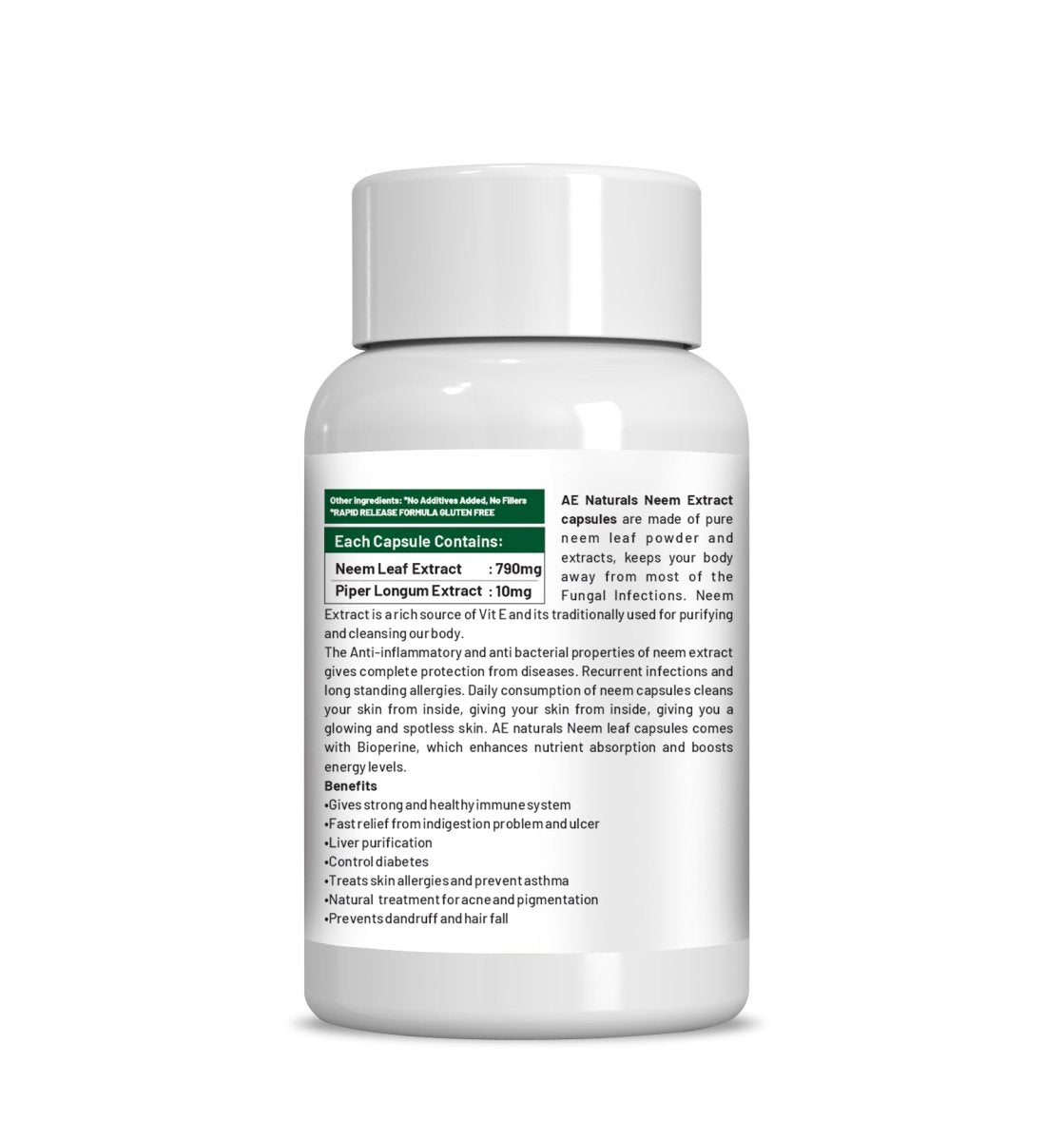 Ae Naturals Neem Extract Capsules - Indyancart