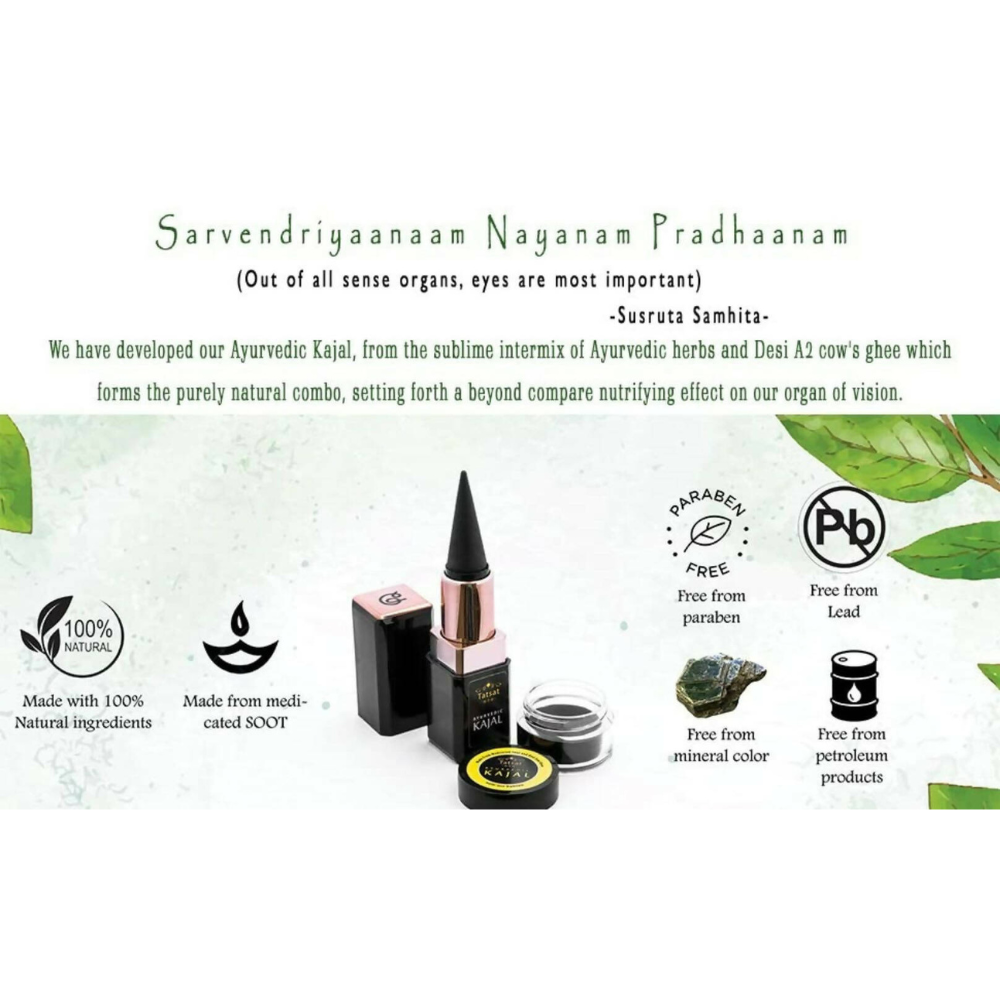 Tatsat 100% Natural Certified Ayurvedic Kajal With Pure Herbs - Indyancart