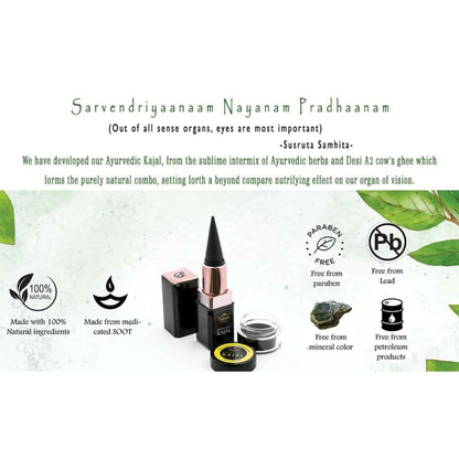 Tatsat 100% Natural Certified Ayurvedic Kajal With Pure Herbs - Indyancart