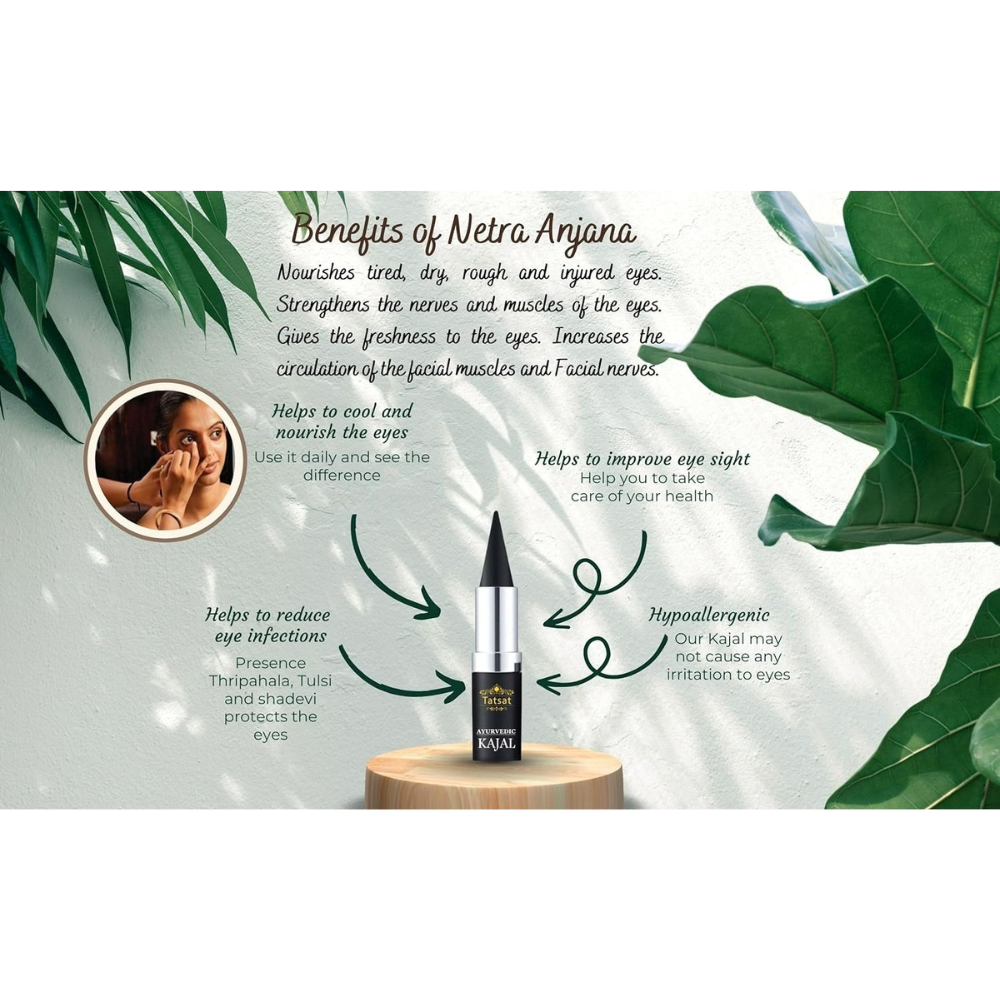 Tatsat 100% Natural Certified Ayurvedic Kajal With Pure Herbs - Indyancart