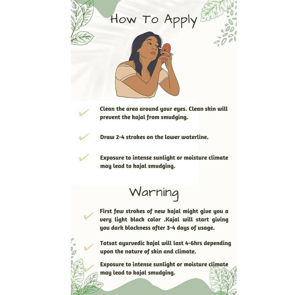 Tatsat 100% Natural Certified Ayurvedic Kajal With Pure Herbs - Indyancart