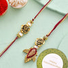 Dhiyona Gold-Toned Beaded Bhaiya Bhabhi Thread Rakhi