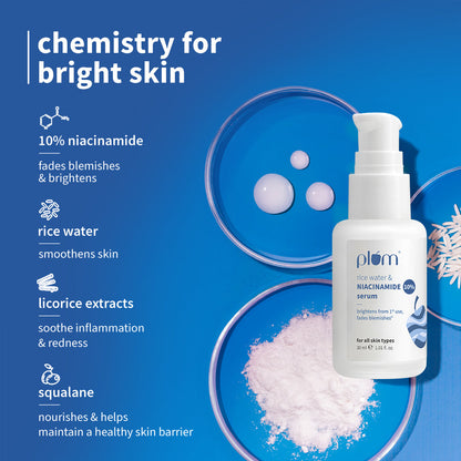 Clear & Bright Duo | Plum Rice Water & 2% Niacinamide Gel Cream & 10% Niacinamide Face Serum with Rice Water