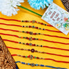 Dhiyona Set Of 10 Artificial Stones & Beads Thread Rakhi With Roli Chawal Chandan Mishri