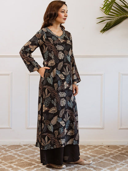 Indyancart SN Women's Floral Printed A-Line Kurta with Palazzo
