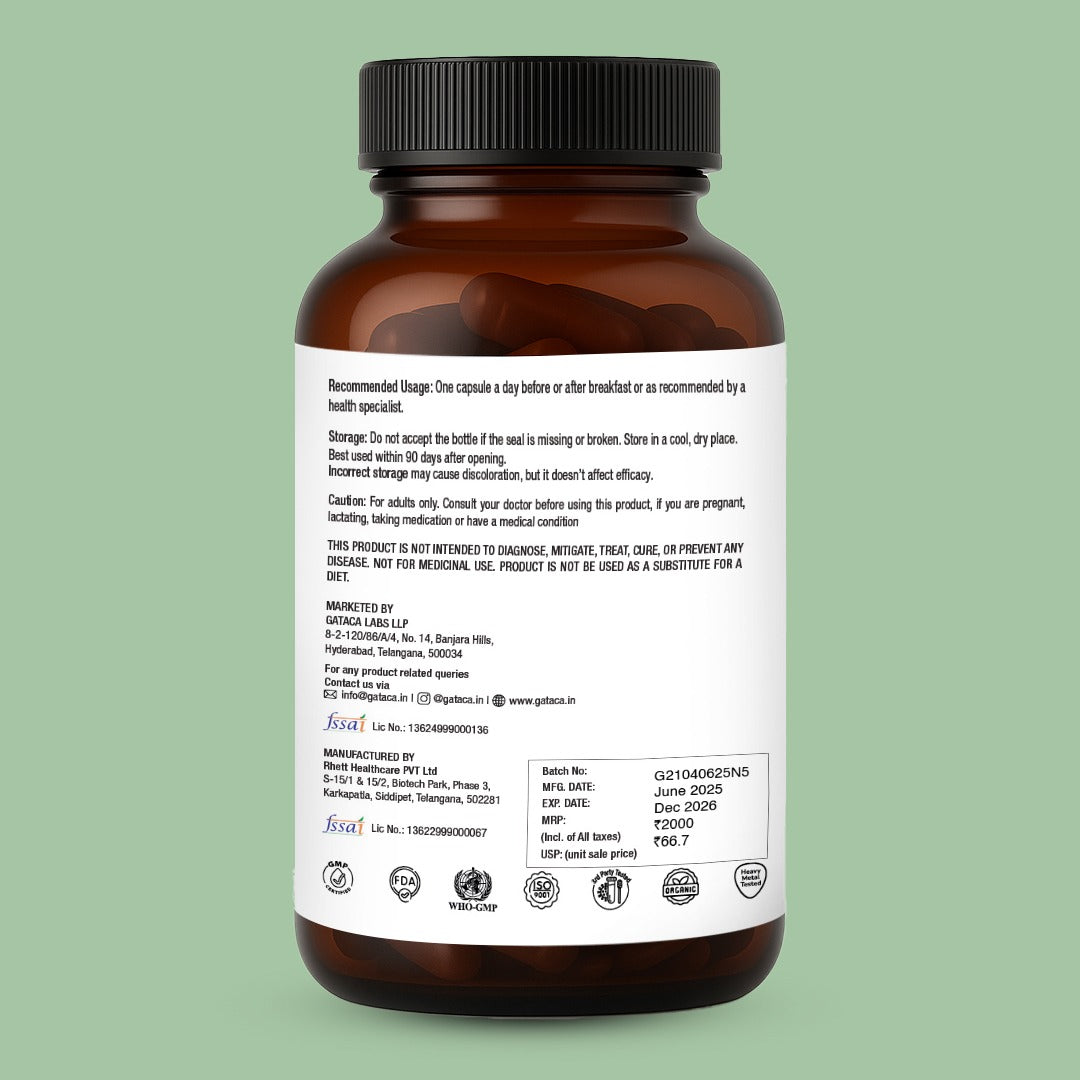 GATACA Pure ?-NMN 500 mg Capsules with Nicotinamide Mononucleotide for More Energy, More Endurance, More Life