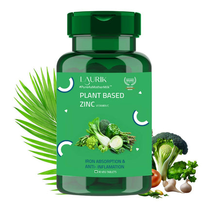 Laurik Plant Based Zinc And Vitamin C Tablets | Supplements Help Iron Absorption And Immune Support For Men And Women