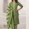 Dhiyona IE Women Printed Thread Work Pure Cotton Kurta with Trousers & Dupatta