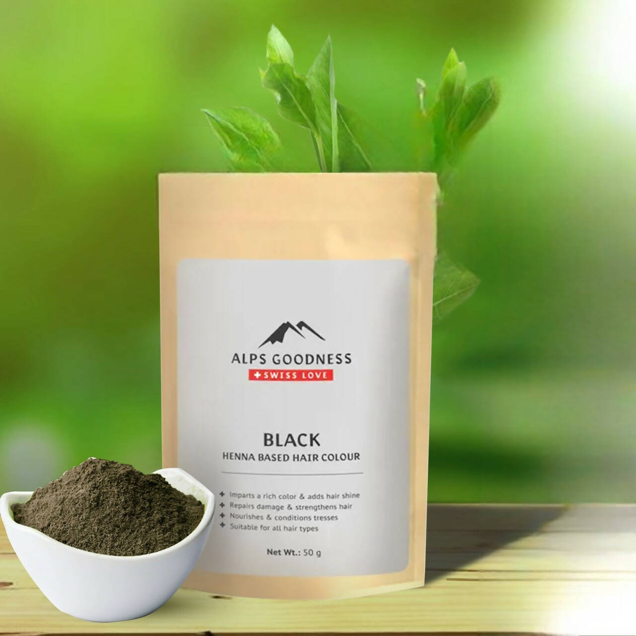 Alps Goodness Henna Based Hair Color Powder - Black - Indyancart